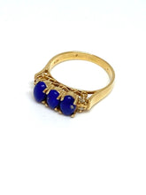 Cargar imagen en el visor de la galería, Anillo de Oro de 14K con Lapis Lazuli y Diamantes
