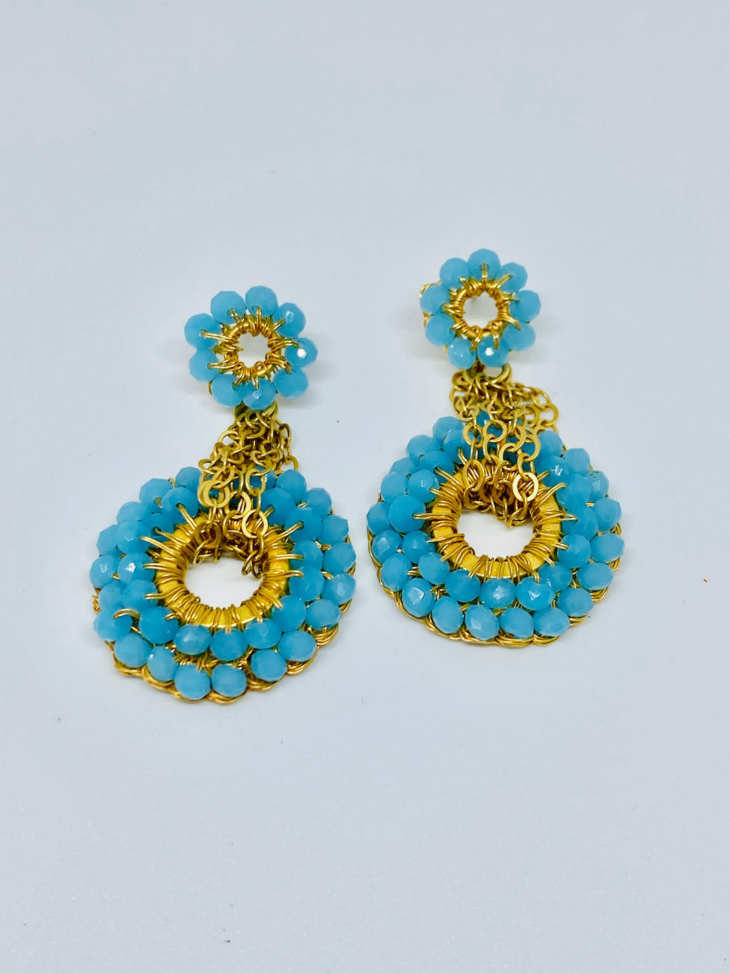 Aretes cristales y turquesas