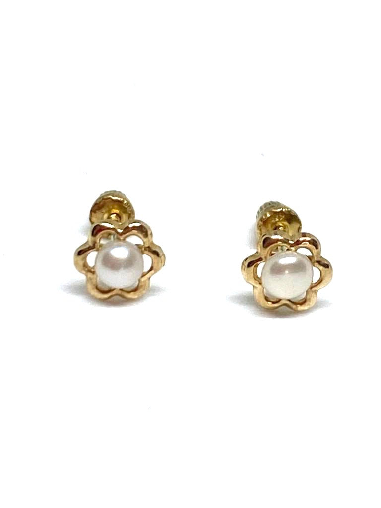 Aretes de Oro 14K y Perla