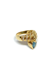 Cargar imagen en el visor de la galería, Anillo de Oro 14K con Topacio Azul y Diamantes
