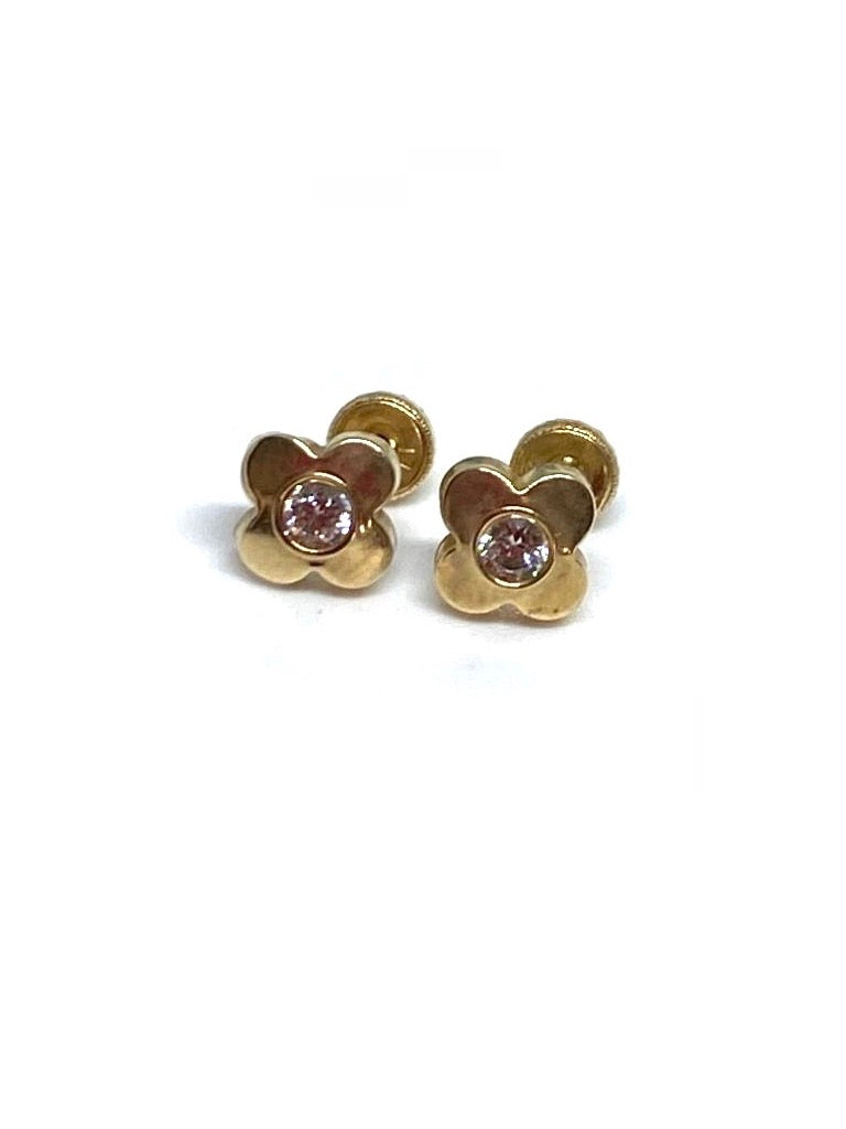 Aretes de Oro 14K y Zirconia