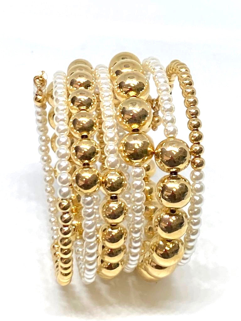 Brazalete Espiral con Perlas bañado en oro 18K