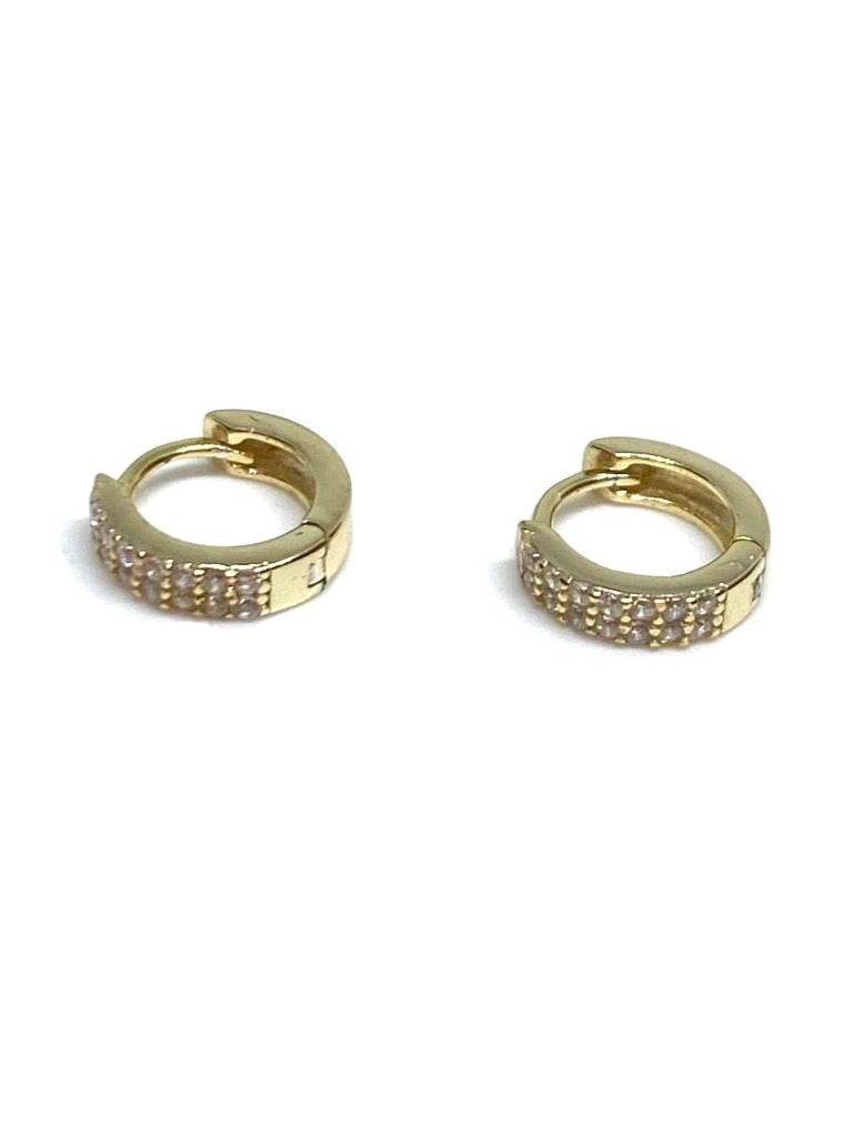 Aretes de Plata 925 con baño de Oro 18K y Zirconia