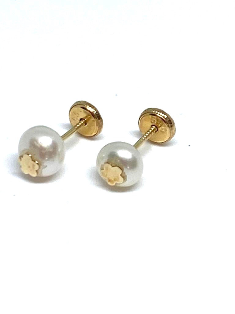 Aretes de Oro 14K y Perla