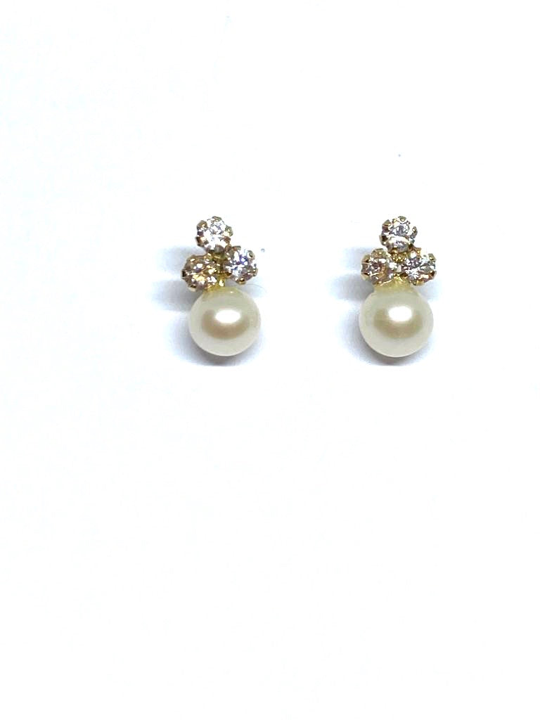 Aretes de Oro 14K, Perla y Zirconia